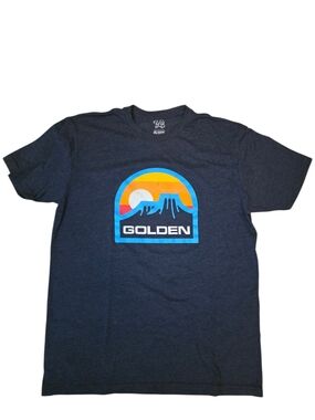 Golden, CO Official Logo Tee in Navy with Sunset Graphic- NWOT